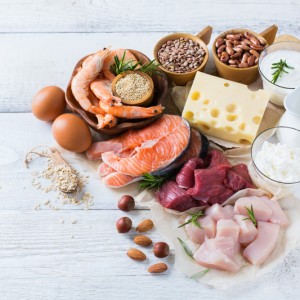 Assortment of protein foods