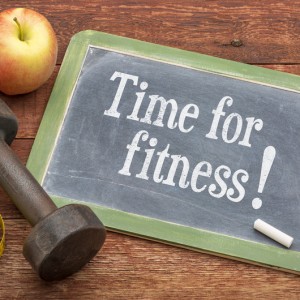 board that says "time for fitness"
