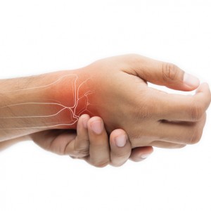 person with inflammation and pain in their wrist